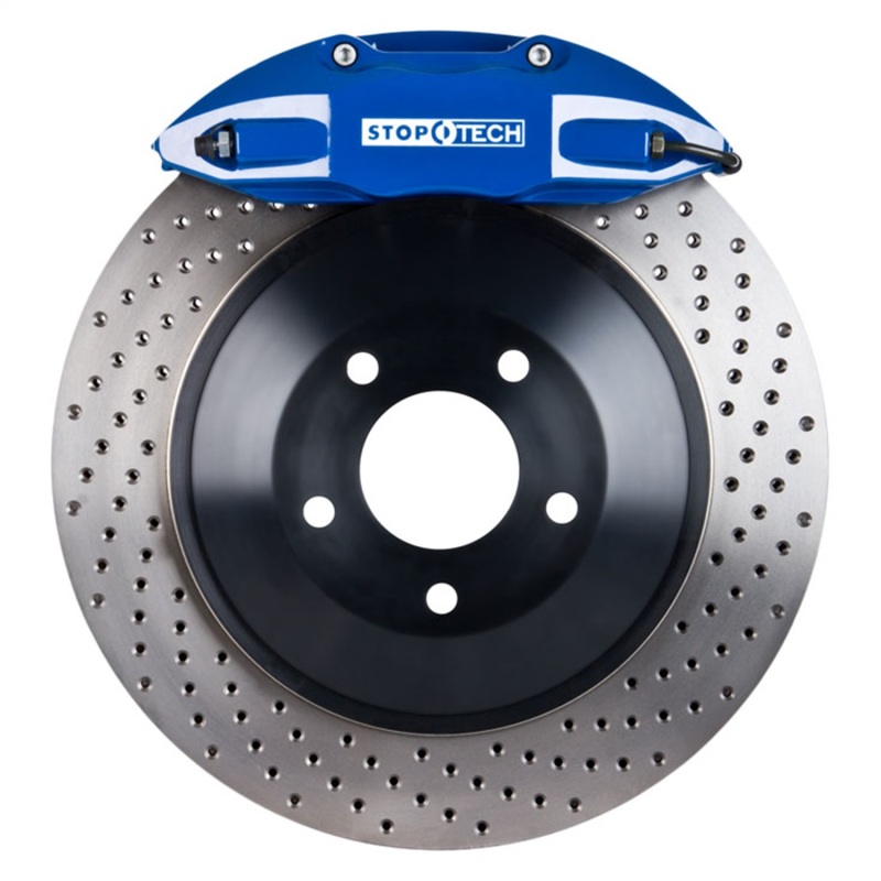 StopTech 08-09 Honda Civic Si 1PC Rotor Blue ST-41/Pads/SS Lines Touring Drilled Front Brake Kit - 82.434.5100.22