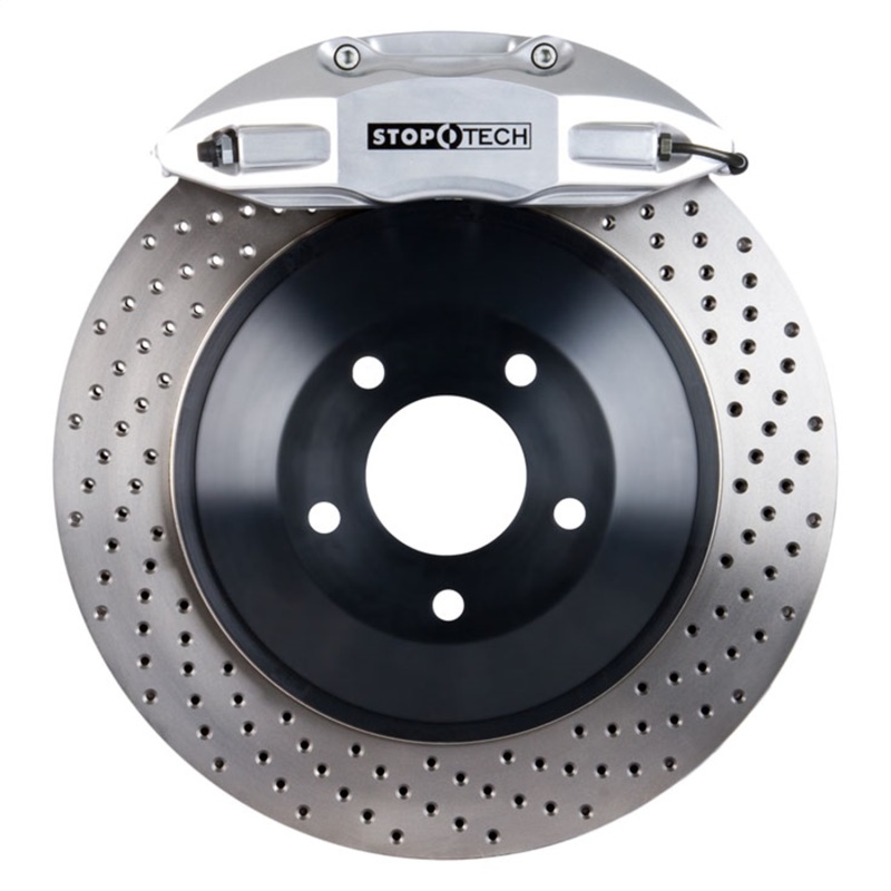 StopTech 2015 VW GTI Front BBK w/ Silver ST-41 Caliper Drilled 328X25 1pc Rotor - 82.895.5N00.62