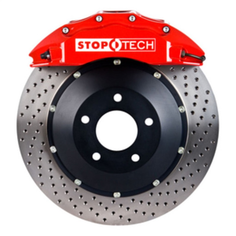 StopTech BBK 01-07 BMW M3 (E46) Front w/ Red ST-60 Calipers 355x32 Drilled Rotors Pads and SS Lines - 83.137.6700.72
