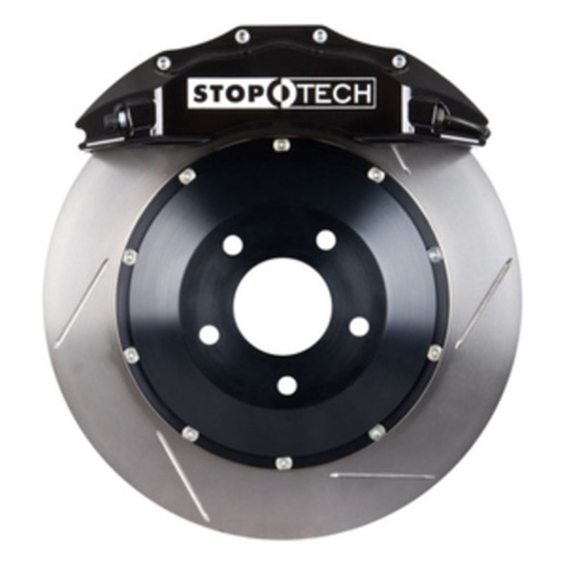 StopTech 08-09 Evo X Front BBK w/ Black ST-60 Calipers Slotted 355x32mm Rotors Pads and SS Lines - 83.625.6700.51