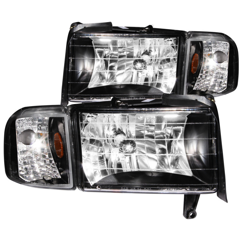 ANZO 1994-2001 Dodge Ram Crystal Headlights Black - 111067