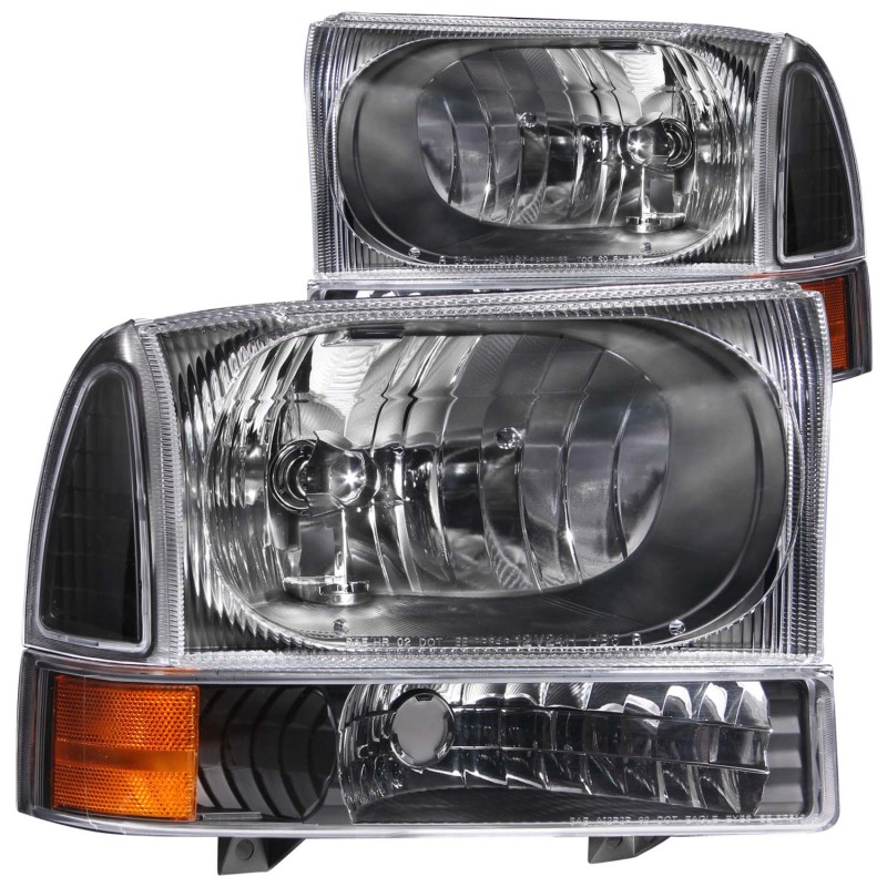 ANZO 2000-2004 Ford Excursion Crystal Headlights Black - 111080