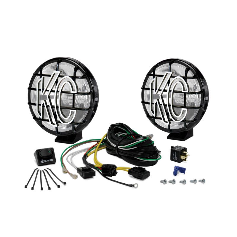 KC HiLiTES Apollo Pro 6in. Halogen Light 100w Spread Beam (Pair Pack System) - Black - 151