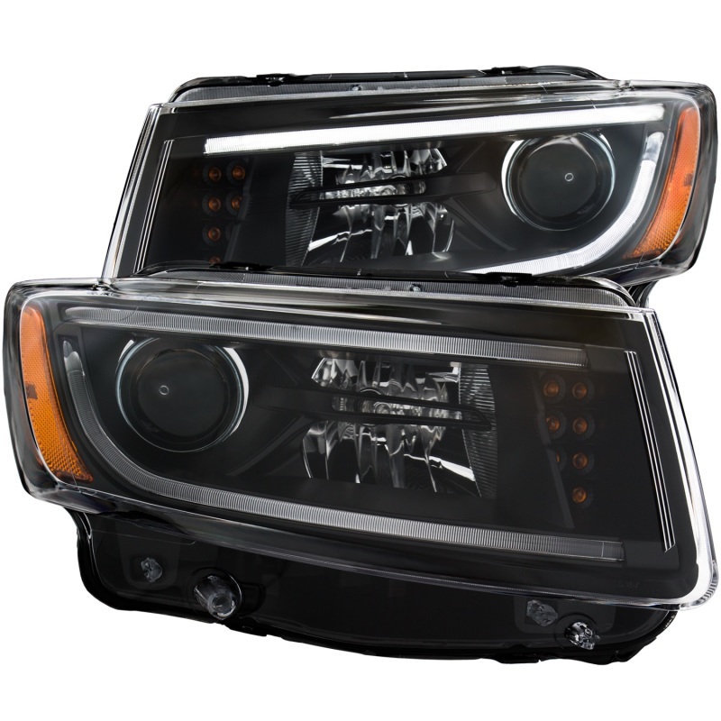 ANZO 2014-2015 Jeep Grand Cherokee Projector Headlights w/ Plank Style Design Black - 111329