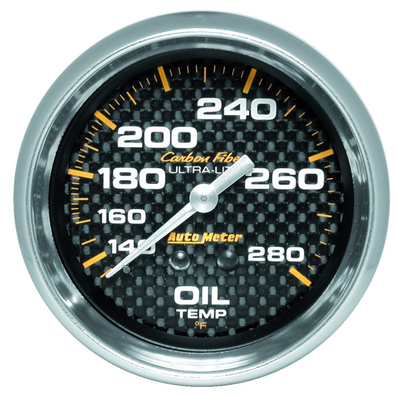 Autometer Carbon Fiber 2-5/8in 140-280 Deg F Mechanical Oil Temp Gauge - 4841