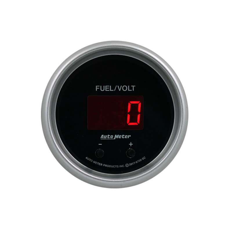 Autometer 52.4mm Black Switchable 0-100 Fuel Level / 8-18V Voltmeter Sport-Comp Elite Digital Gauge - 6709-SC