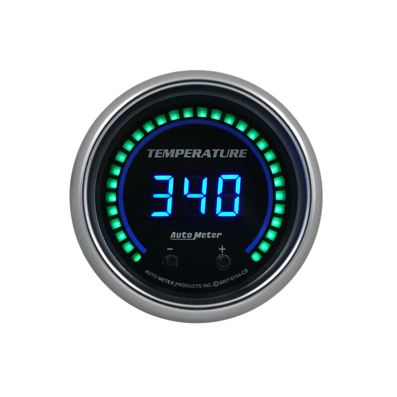 Autometer 52.4mm Black Switchable 60-340 Degrees F / 40-170 Degrees C Cobalt Elite Digital Gauge - 6754-CB