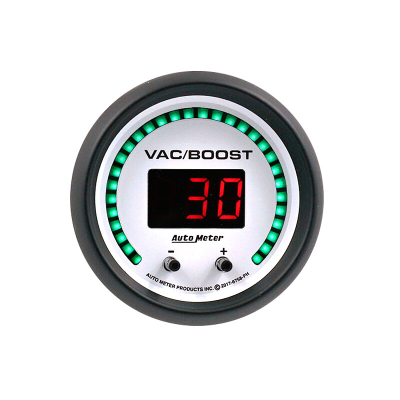 Autometer 52.4mm White Switchable 0-1600 PSI / 0-110 BAR Vacuum/Boost Phantom Elite Digital Gauge - 6758-PH