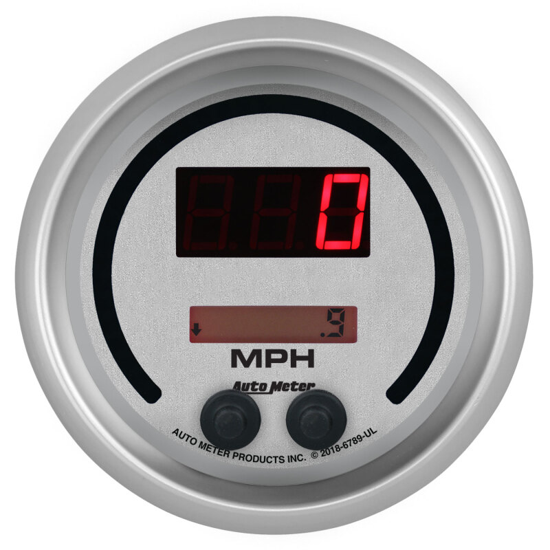 Autometer 85.7mm Silver Switchable 260 MPH / 260 KM/H Speedometer Ultra-Lite Elite Digital Gauge - 6789-UL