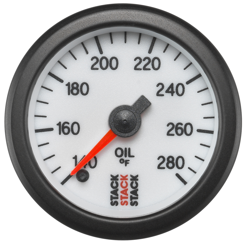 Autometer Stack 52mm 140-280 Deg F 1/8in NPTF Male Pro Stepper Motor Oil Temp Gauge - White - ST3360