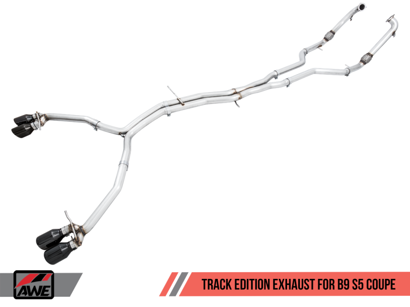 AWE Tuning Audi B9 S5 Coupe 3.0T Track Edition Exhaust - Diamond Black Tips (102mm) - 3010-43058