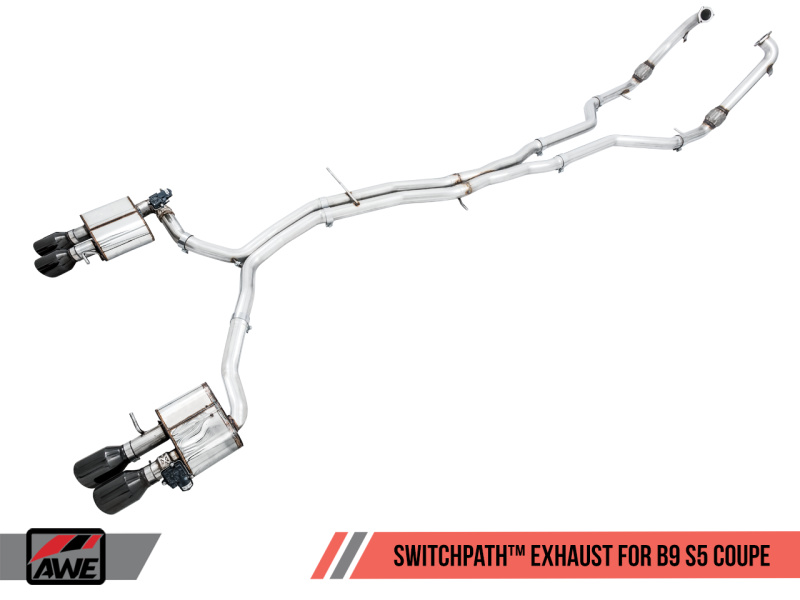 AWE Tuning Audi B9 S5 Coupe SwitchPath Exhaust w/ Black Diamond Tips (102mm) - 3025-43042