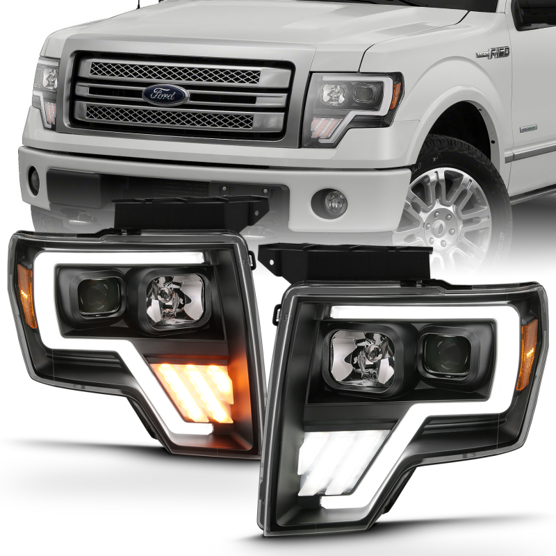 ANZO 2009-2013 Ford F-150 Projector Light Bar G4 Switchback H.L.Black Amber - 111469