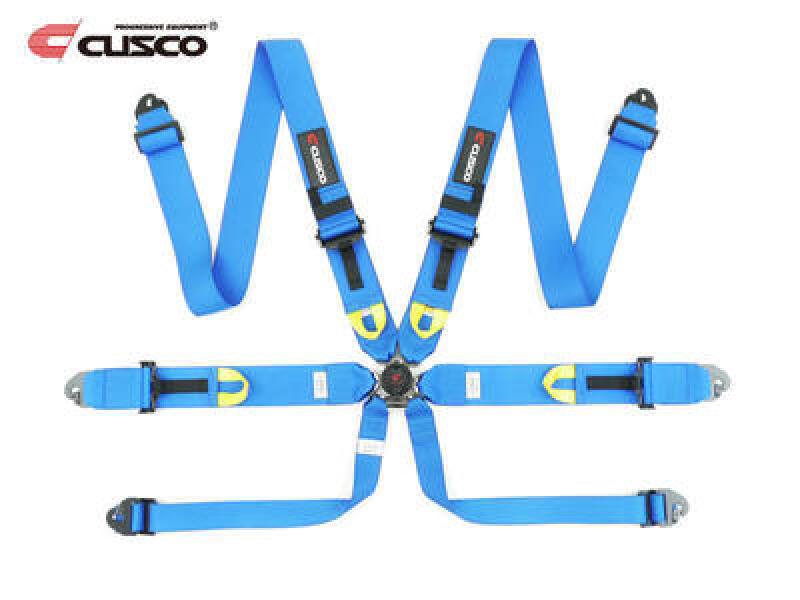 Cusco Universal 6 Point 3in Shoulder 3in Lap w/Eyebolts (7/16-20UNF Thread) FIA Racing Harness- Blue - 00B CRH N6BL