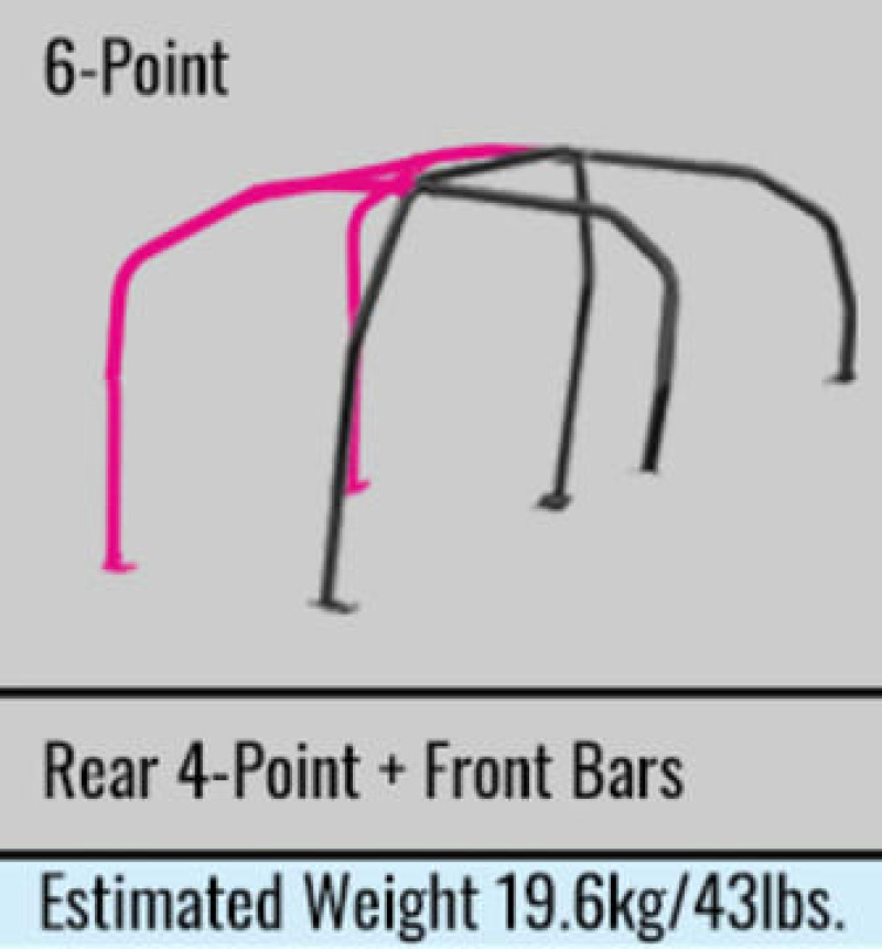 Cusco Chromoly Roll Cage 7 Point 2 Passenger Through Dash 2015 Subaru WRX / STI (S/O / No Cancel) - 322 265 B