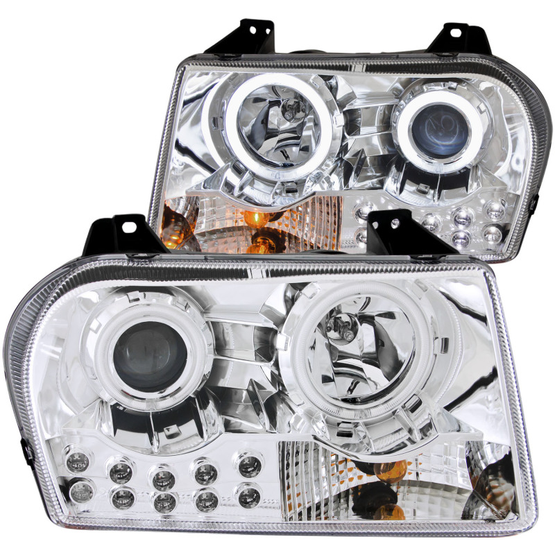 ANZO 2005-2010 Chrysler 300 Projector Headlights w/ Halo Chrome - 121136
