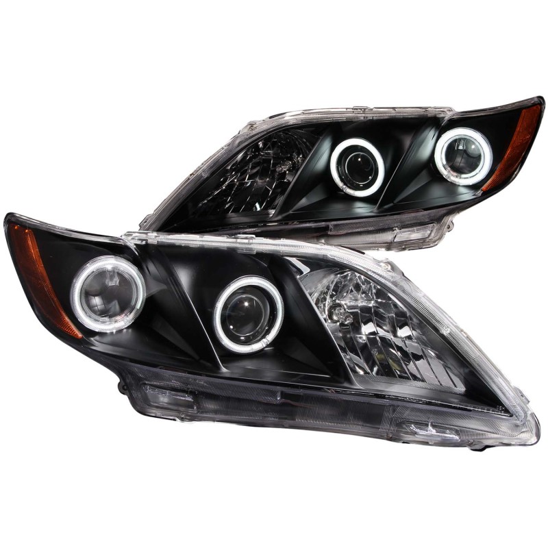 ANZO 2007-2009 Toyota Camry Projector Headlights w/ Halo Black - 121181