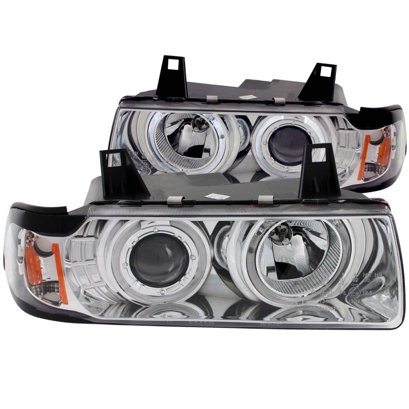 ANZO 1992-1998 BMW 3 Series E36 Projector Headlights w/ Halo Chrome G2 1 pc - 121326