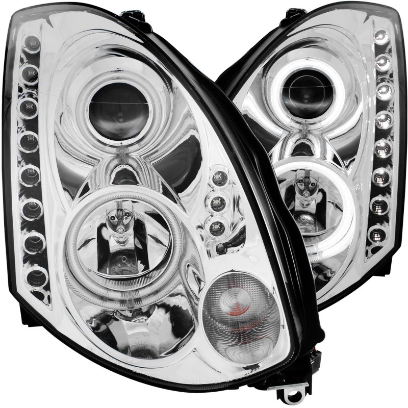 ANZO 2003-2007 Infiniti G35 Projector Headlights w/ Halo Chrome (CCFL) (HID Compatible) - 121364