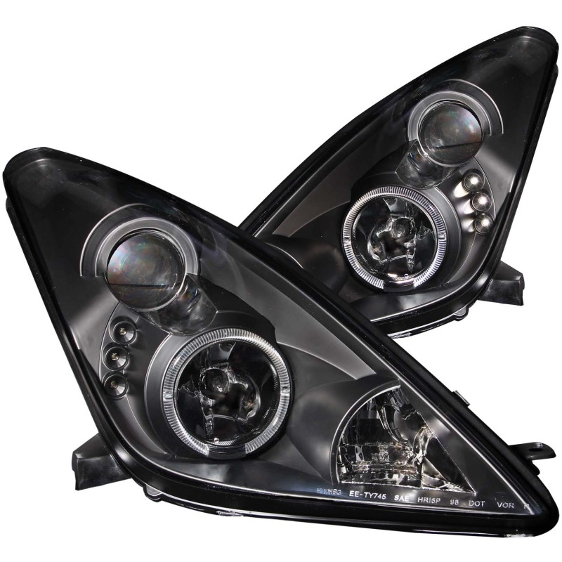 ANZO 2000-2005 Toyota Celica Projector Headlights w/ Halo Black - 121387