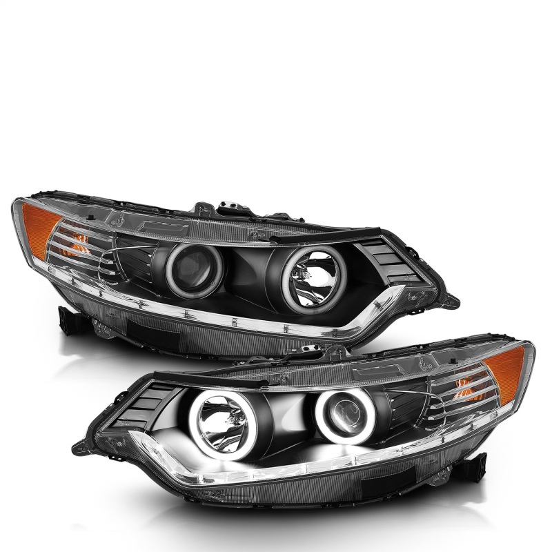 ANZO 2009-2012 Acura Tsx Projector Headlights w/ Halo Black (CCFL) (HID Compatible) - 121393