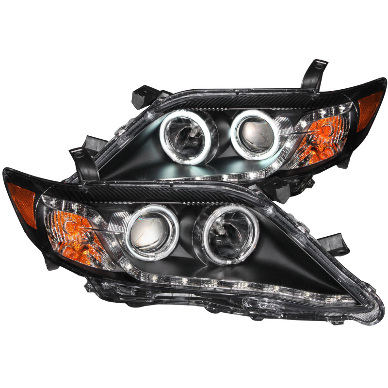 ANZO 2010-2011 Toyota Camry Projector Headlights w/ Halo Black (CCFL) - 121442