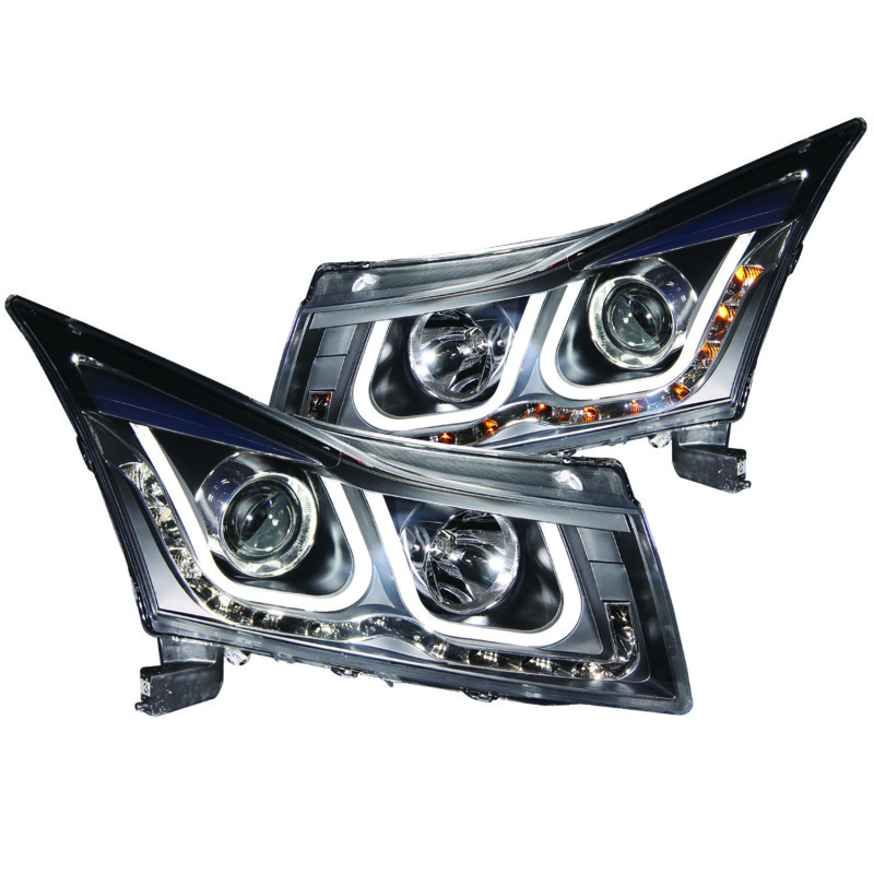 ANZO 2011-2015 Chevrolet Cruze Projector Headlights w/ U-Bar Black - 121462