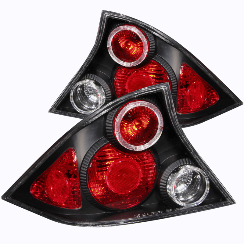 ANZO 2001-2003 Honda Civic Taillights Black w/ Halo - 221046