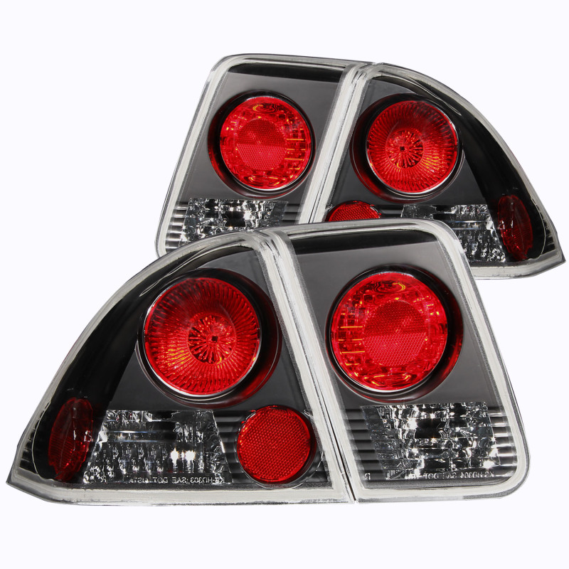 ANZO 2001-2004 Honda Civic Taillights Black - 221048