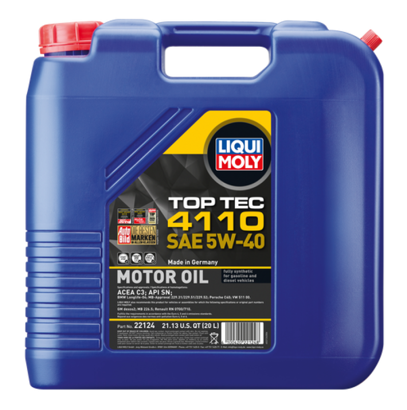 LIQUI MOLY 20L Top Tec 4110 Motor Oil 5W40 - 22124