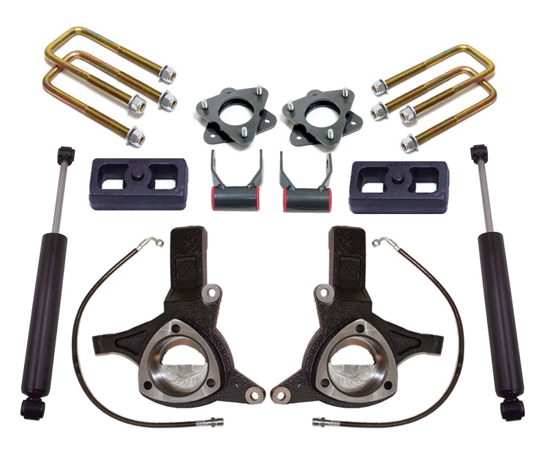MaxTrac 16-18 GM C1500 2WD w/Stamped Steel. Susp. 7in/4in MaxPro Spindle Lift Kit w/MaxTrac Shocks - K881774