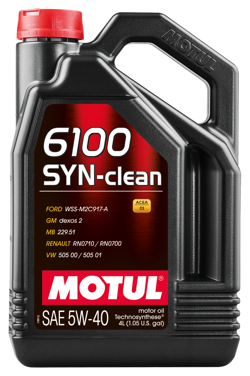 Motul 4x4L Engine Oil 6100 SYN-CLEAN 5W40 - VW 502.00/505.00 - MB 229.5 - 107942