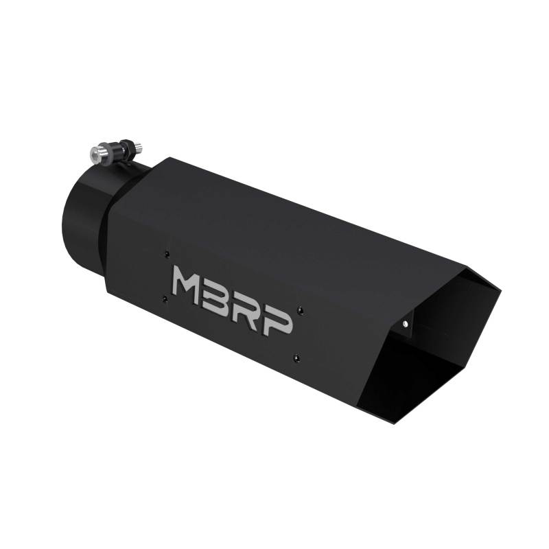 MBRP Universal Hex Tip 4in Inlet 16in Length w/ Logo - Black Coated - T5164BLK