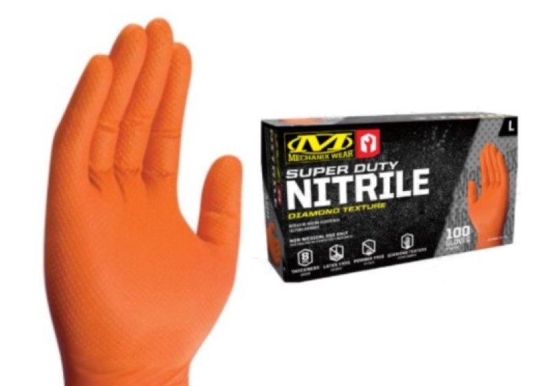 Mechanix Wear SD Orange Nitrile RDT 8 Mil XL - 10 Packs (100 Gloves Ea) - D01-09-011-100-10