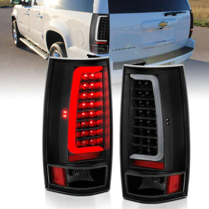 ANZO 2007-2014 Chevy Tahoe LED Taillight Plank Style Black w/Clear Lens - 311321