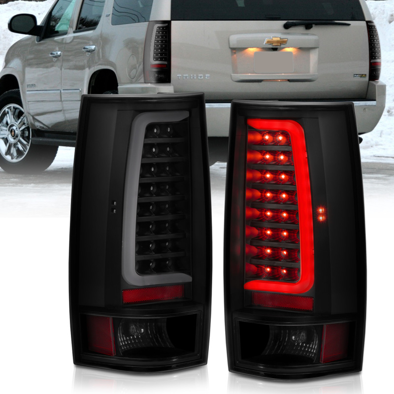 ANZO 2007-2014 Chevy Tahoe LED Taillight Plank Style Black w/Smoke Lens - 311322