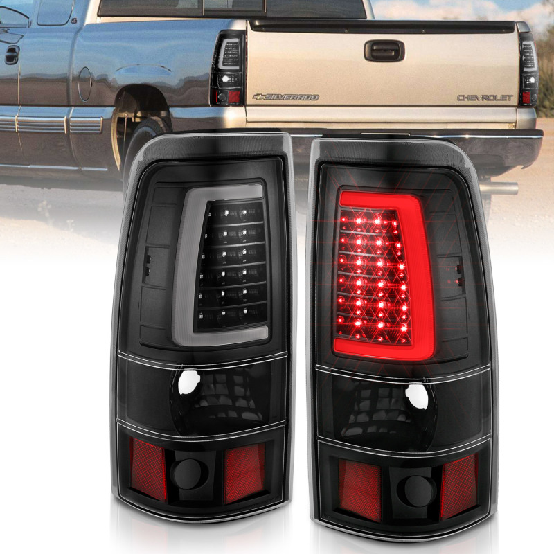 ANZO 2003-2006 Chevy Silverado 1500 LED Taillights Plank Style Black w/Clear Lens - 311333
