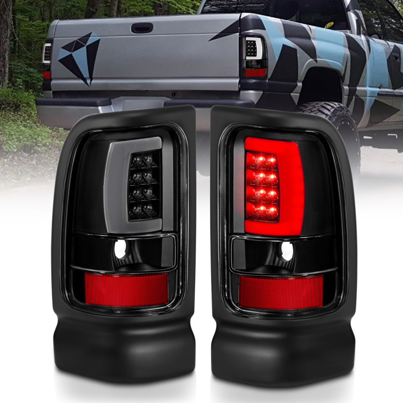ANZO 1994-2001 Dodge Ram 1500 LED Taillights Plank Style Black w/Clear Lens - 311339