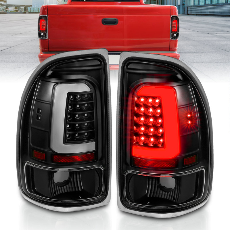 ANZO 1997-2004 Dodge Dakota LED Taillights Black Housing Clear Lens Pair - 311347