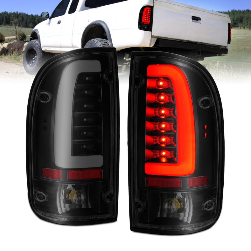 ANZO 1995-2000 Toyota Tacoma LED Taillights Black Housing Smoke Lens (Pair) - 311354
