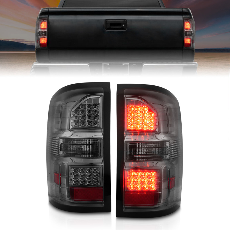 ANZO 2014-2018 GMC Sierra LED Tail Lights Black Housing Smoke Lens - 311398