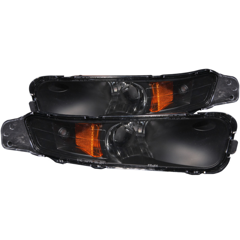 ANZO 2005-2009 Ford Mustang Euro Parking Lights Black w/ Amber Reflector - 511002