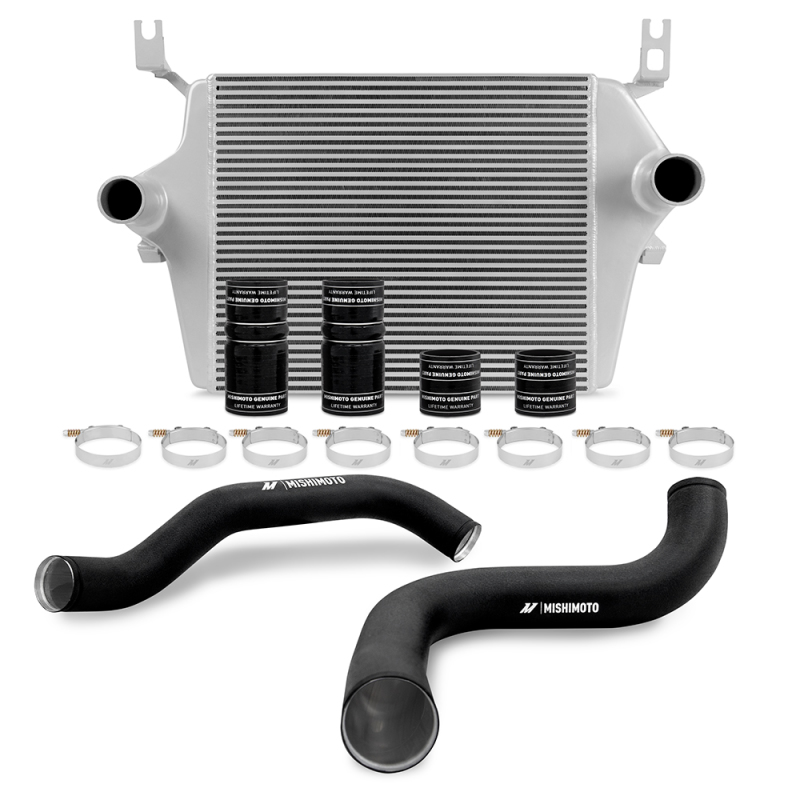 Mishimoto 99-03 Ford 7.3L Powerstroke PSD Silver Intercooler Kit w/ Black Pipes - MMINT-F2D-99KSLBK