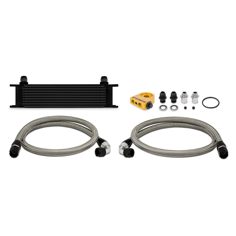 Mishimoto Universal Thermostatic 10 Row Oil Cooler Kit - Black - MMOC-UTBK