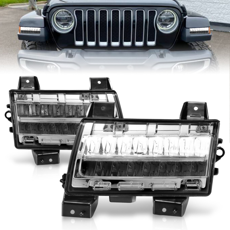 ANZO 2018-2021 Jeep Wrangler LED Side Markers Chrome Housing Clear Lens w/ Sequential Signal - 511086