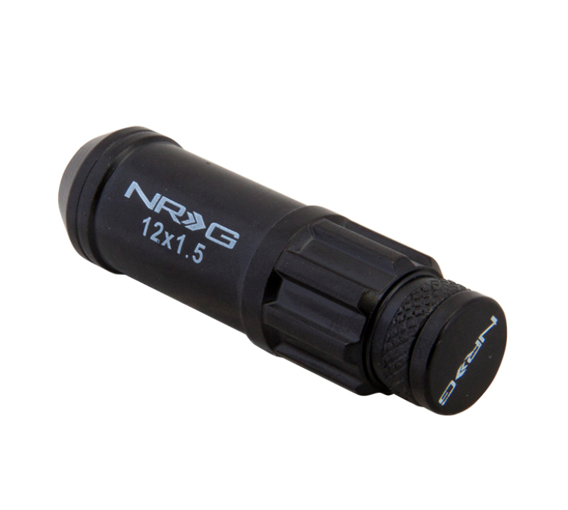 NRG 700 Series M12 X 1.5 Steel Lug Nut w/Dust Cap Cover Set 21 Pc w/Locks & Lock Socket - Black - LN-LS700BK-21