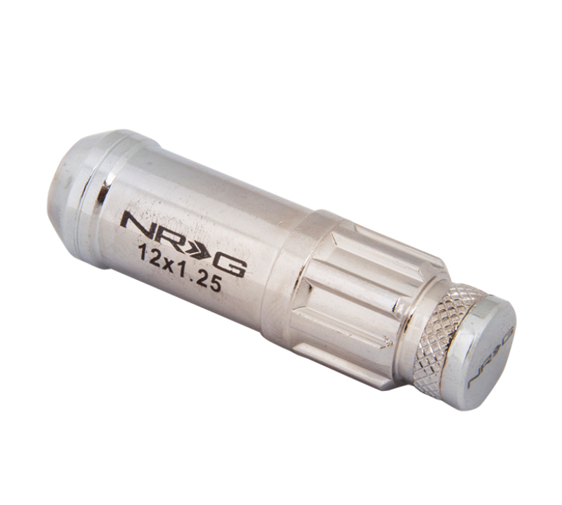 NRG 700 Series M12 X 1.25 Steel Lug Nut w/Dust Cap Cover Set 21 Pc w/Locks & Lock Socket - Silver - LN-LS710SL-21