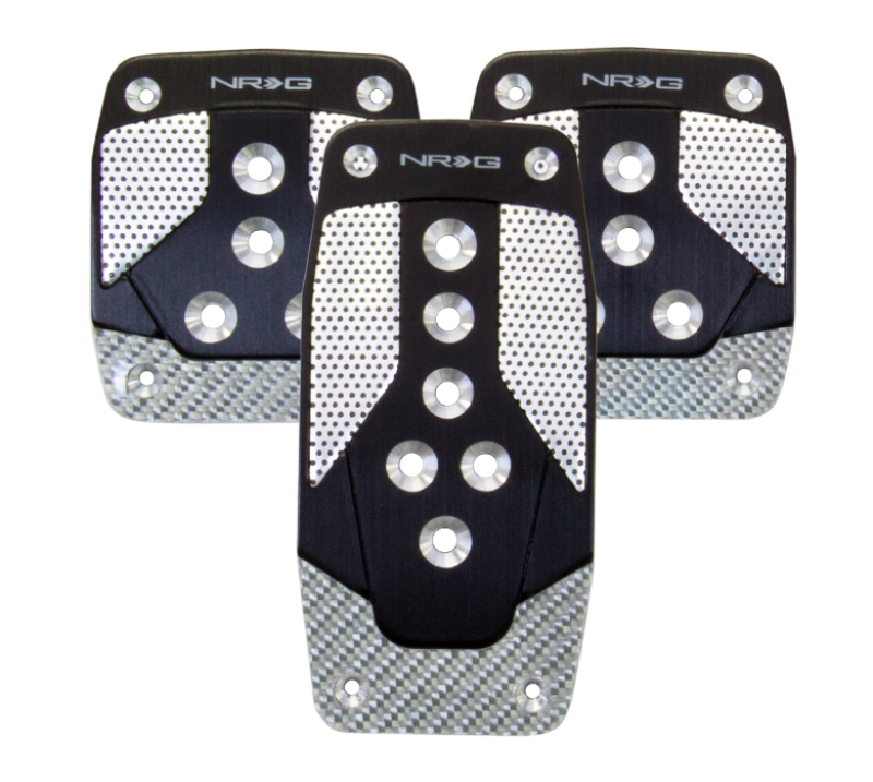 NRG Aluminum Sport Pedal M/T - Black w/Silver Carbon - PDL-400BK