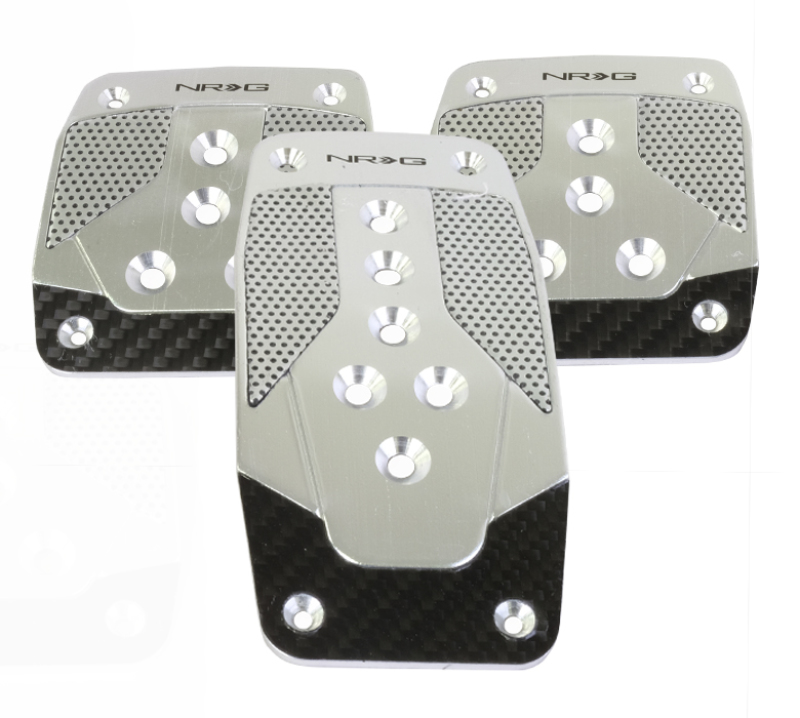 NRG Aluminum Sport Pedal M/T - Silver w/Black Carbon - PDL-400SL