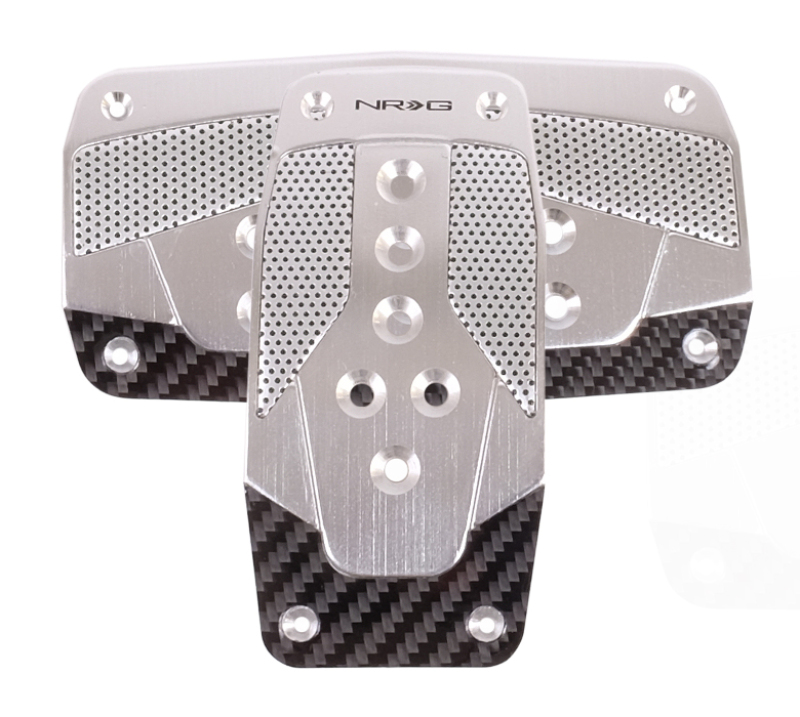 NRG Aluminum Sport Pedal A/T - Silver w/Black Carbon - PDL-450SL